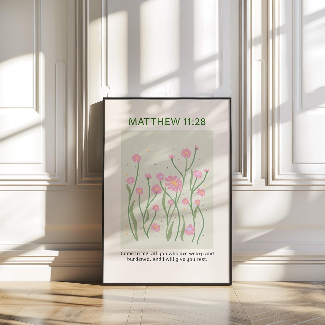 Christian Wall Art Matthew Print Bible Verse Scripture Art Christian Poster Wall Decor Christian Gift Flower Print - Image 3