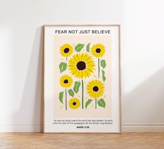 Christian Wall Art Sunflower Wall Decor Mark Scripture Religious Poster Faith Poster Bible Verse Baptism Gift For Christians