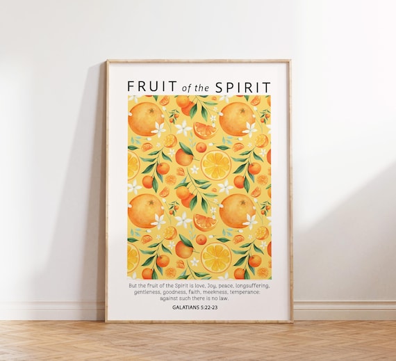 Fruit Of The Spirit Galatians 5:22-23 Citrus Pattern Bible Poster