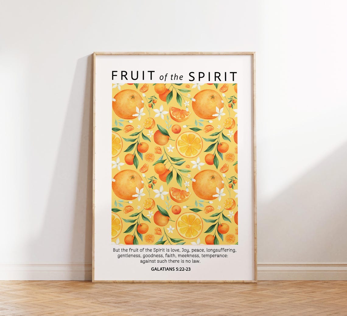 Christian Wall Art Fruit Of The Spirit Citrus Wall Art Faith Print Christian Poster Bible Verse Scripture Wall Art Galatians
