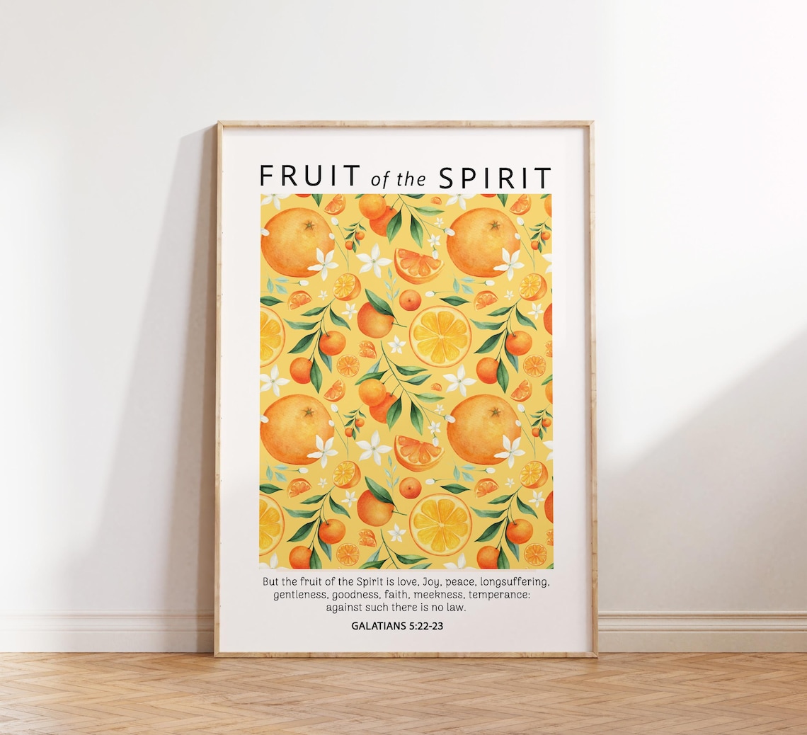 Fruit Of The Spirit Galatians 5:22-23 Citrus Pattern Bible Poster