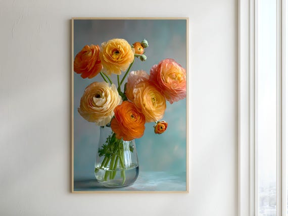 Ranunculus Poster Floral Wall Art Printable Flower Decor Digital Download