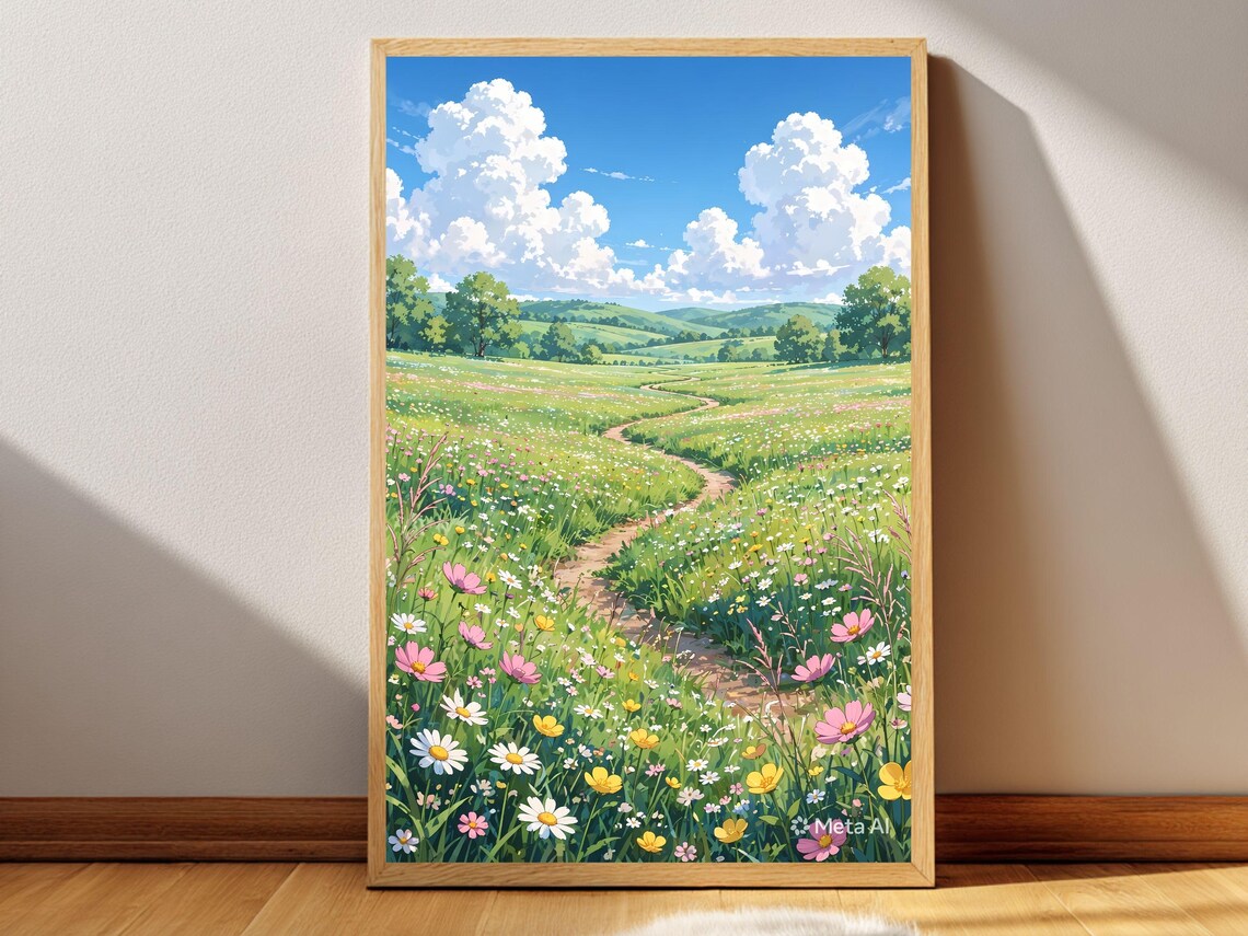 Whispering Meadow Anime Landscape Poster