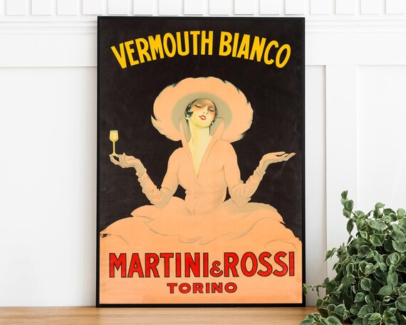 Martini Rossi Vermouth Bianco Torino Vintage Advertising Poster