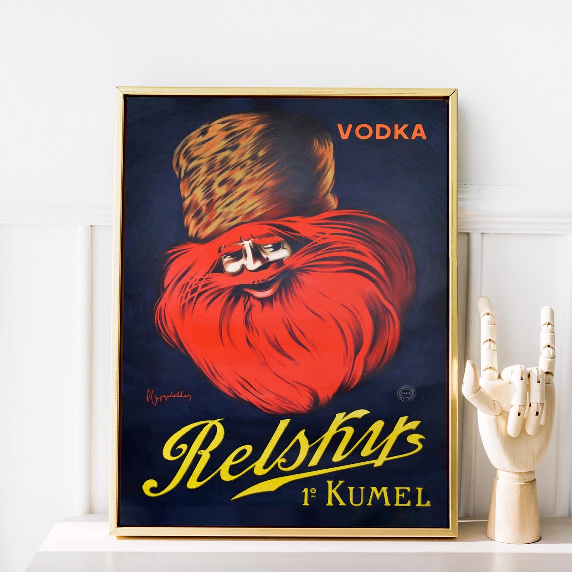 Relshys Vodka Kumel Red Beard Cossack French Advertising Poster - Image 3