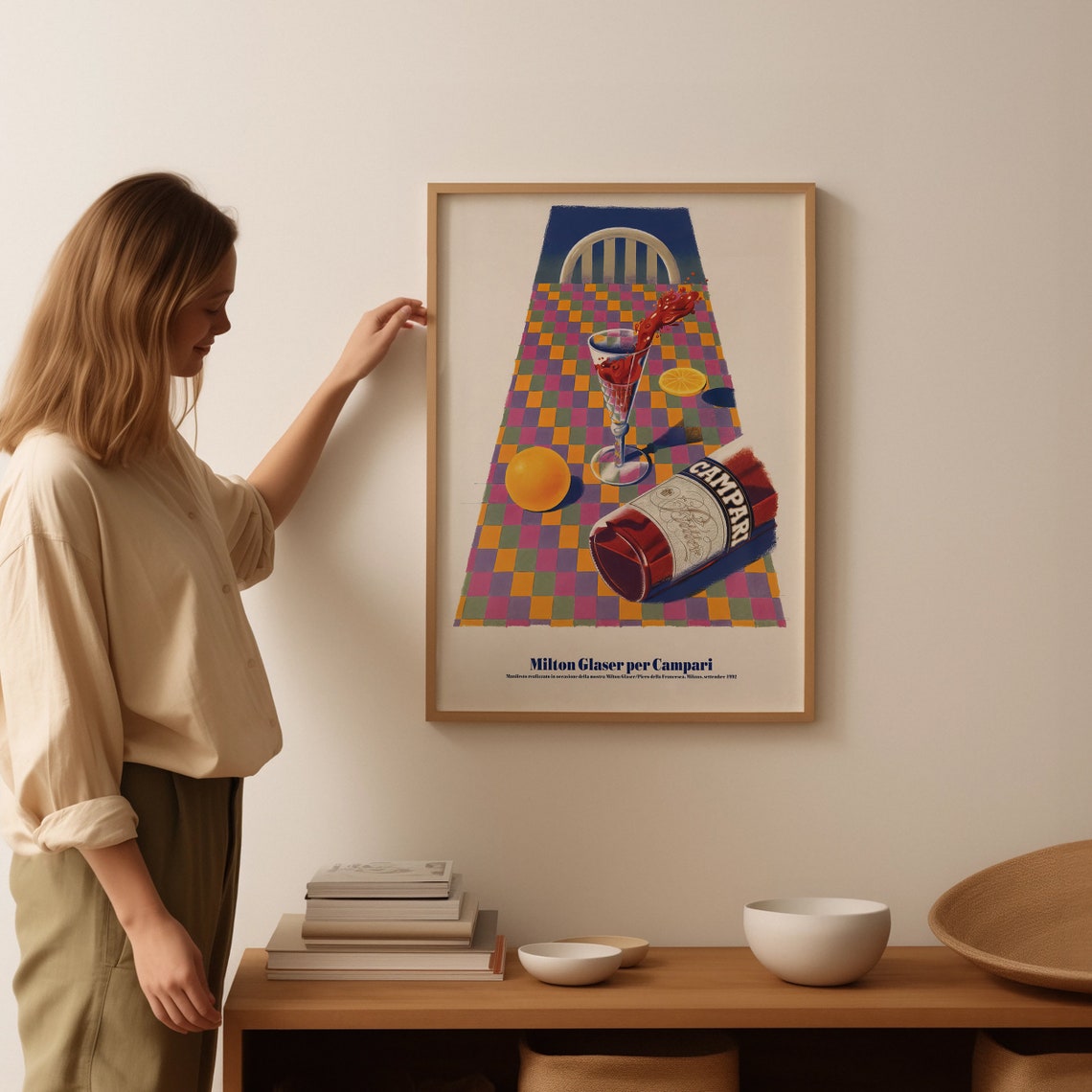 Milton Glaser Campari 1982 Pop Table Scene Retro Advertising Poster - Image 3