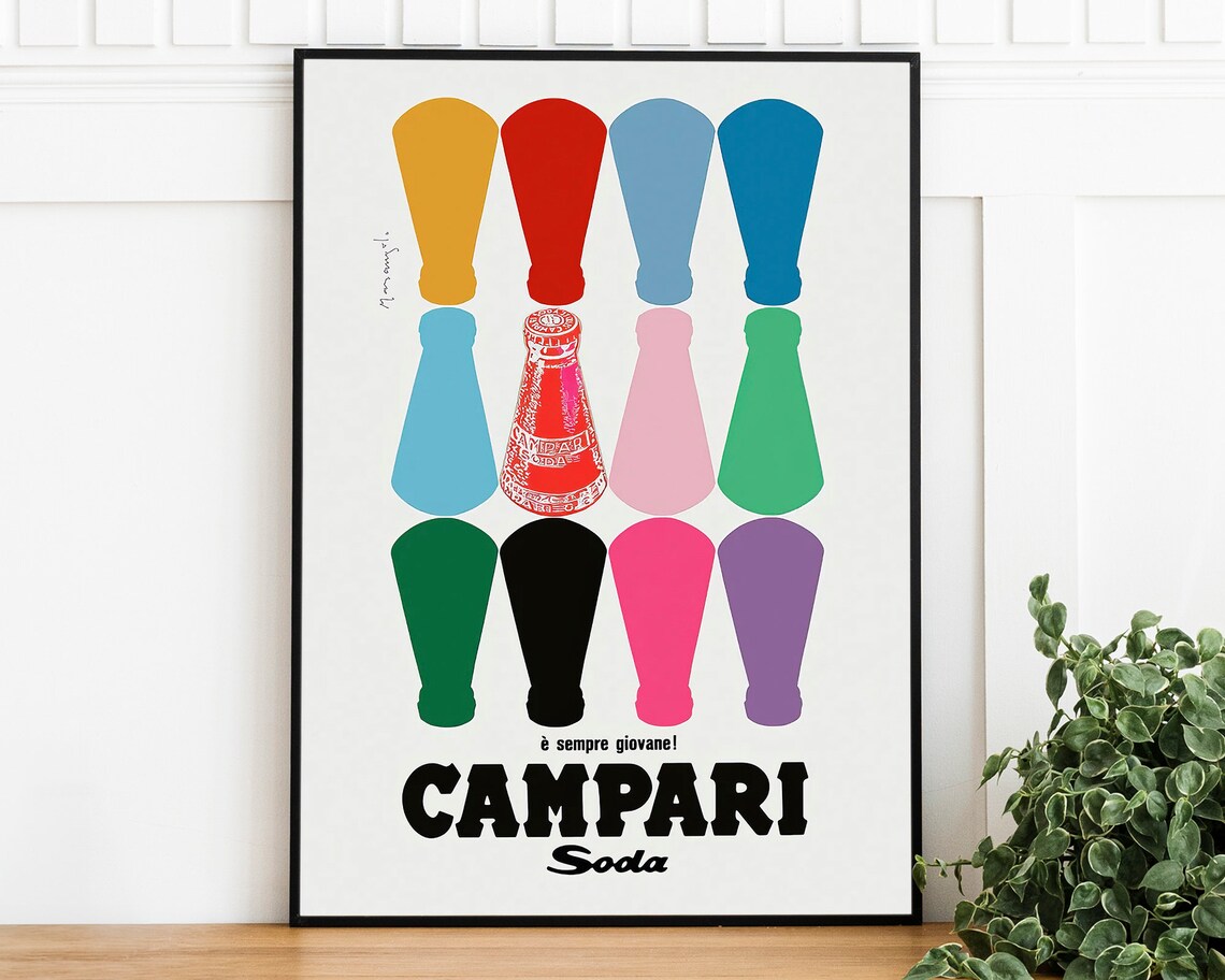 Campari Soda Pop Art Bottles Colorful Italian Advertising Poster