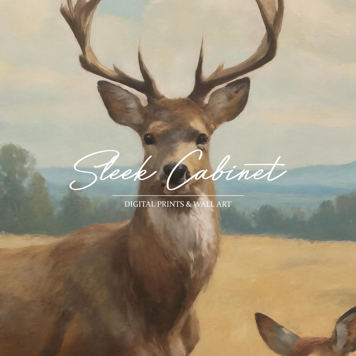 Deer Family Pastoral Hunting Print, Farmhouse Wildlife - Image 3