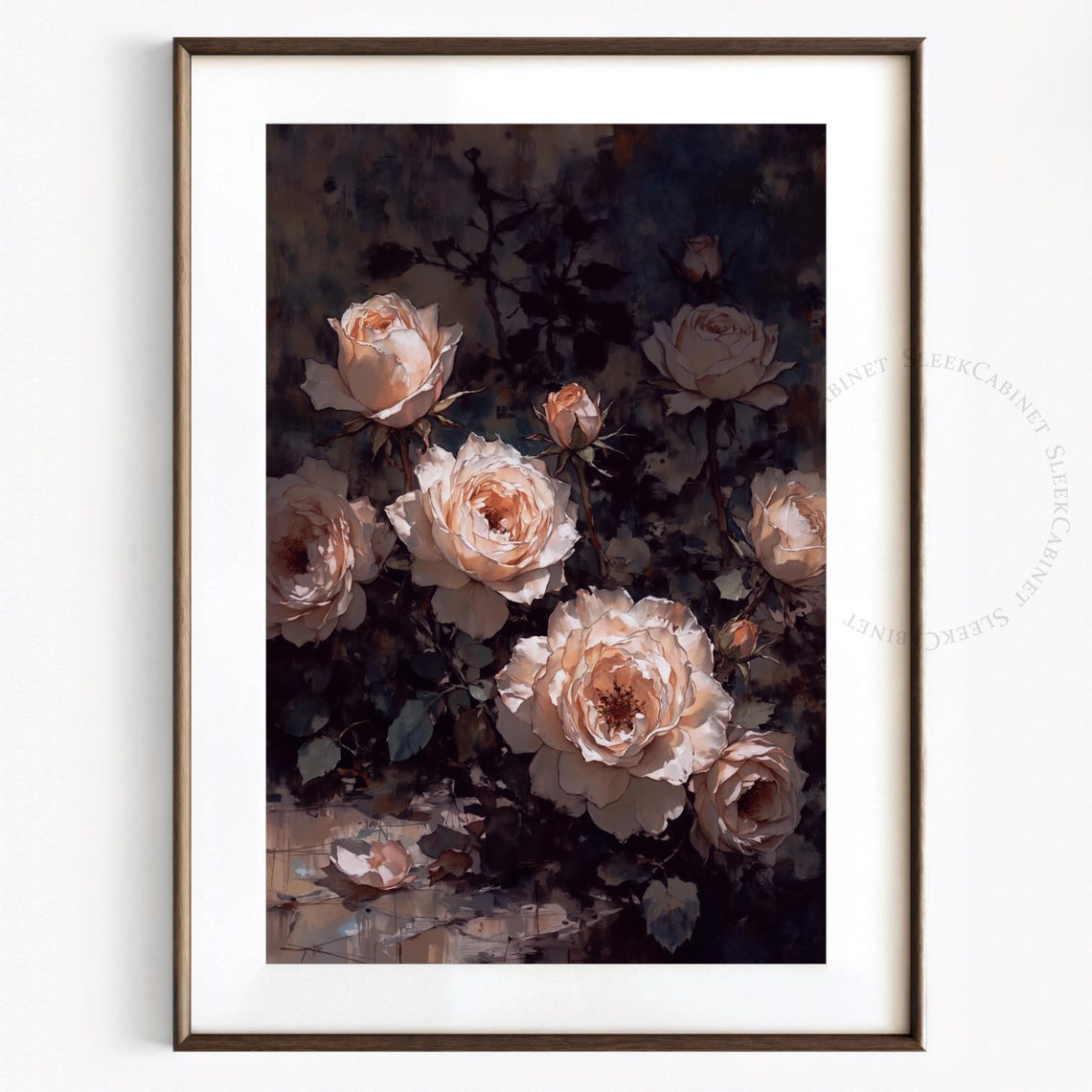 Moody Vintage Flower Print Dark Floral Still Life Oil Painting Dark Academia Wall Art Antique Art Grijt4 - Image 2