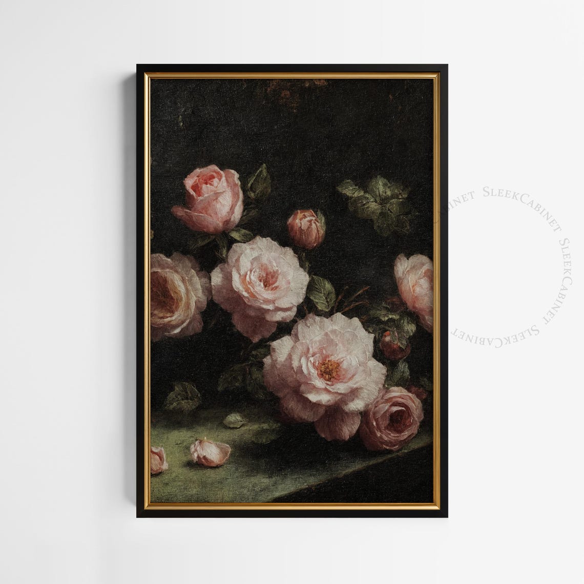 Moody Vintage Flower Print Dark Floral Still Life Oil Painting Dark Academia Wall Art Antique Art Grijt2 - Image 2