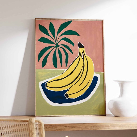 Dinner Table Food Print Banana Poster Retro Food Art Kitchen Poster Kitchen Decor Food Illustration Poster Food Poster Food Gift