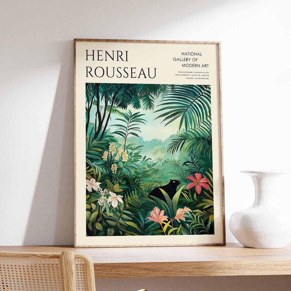 Henri Rousseau Vintage Poster Boho Print Tropical Decor Botanical Wall Art Floral Poster Animal Art Jungle Print Exotic Poster