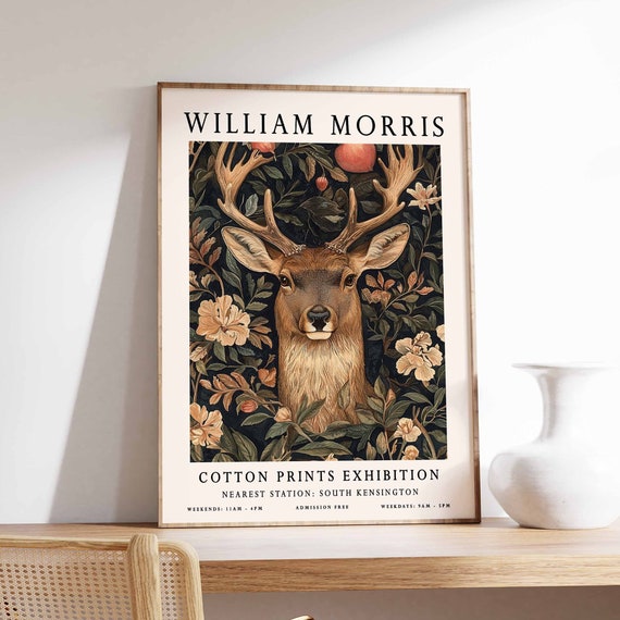 William Morris Print Deer Poster William Morris Poster Botanical Print Kew Gardens Poster Jungle Art Animal Print Floral Art