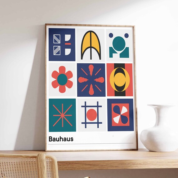 Bauhaus Poster Retro Bauhaus Print Modernist Wall Art Geometric Print Abstract Decor Mid Century Poster Modernist Art Minimalist Art