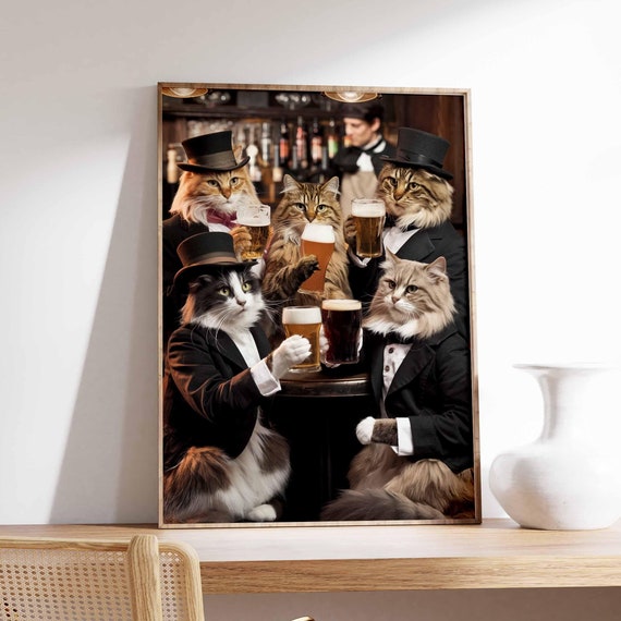 Funny Cat Poster Cat Print Surreal Poster Photographic Art Funny Print Surrealist Art Animal Print Retro Decor Animal Gift