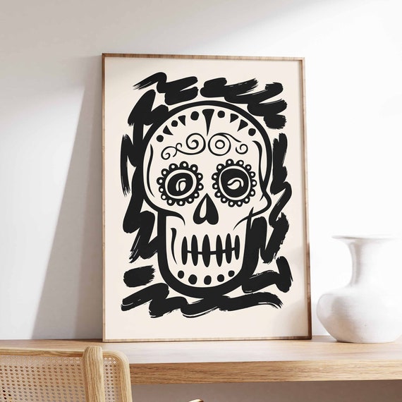 Vintage Skull Poster Mexican Skull Print Mexican Decor Gothic Art Dark Art Human Body Print Skull Art Mexican Wall Art Death Art