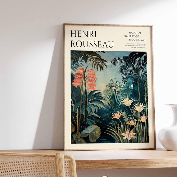 Henri Rousseau Vintage Poster Boho Print Tropical Decor Botanical Wall Art Floral Poster Animal Art Jungle Print Exotic Poster