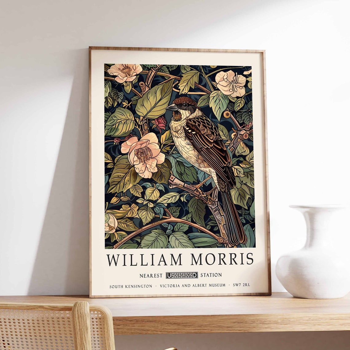 William Morris Sparrow Among Blossoms and Leafy Branches Poster