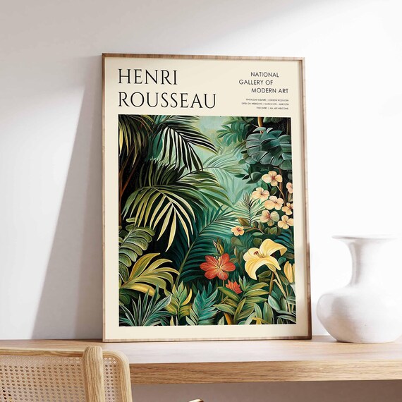 Henri Rousseau Vintage Poster Boho Print Tropical Decor Botanical Wall Art Floral Poster Animal Art Jungle Print Exotic Poster