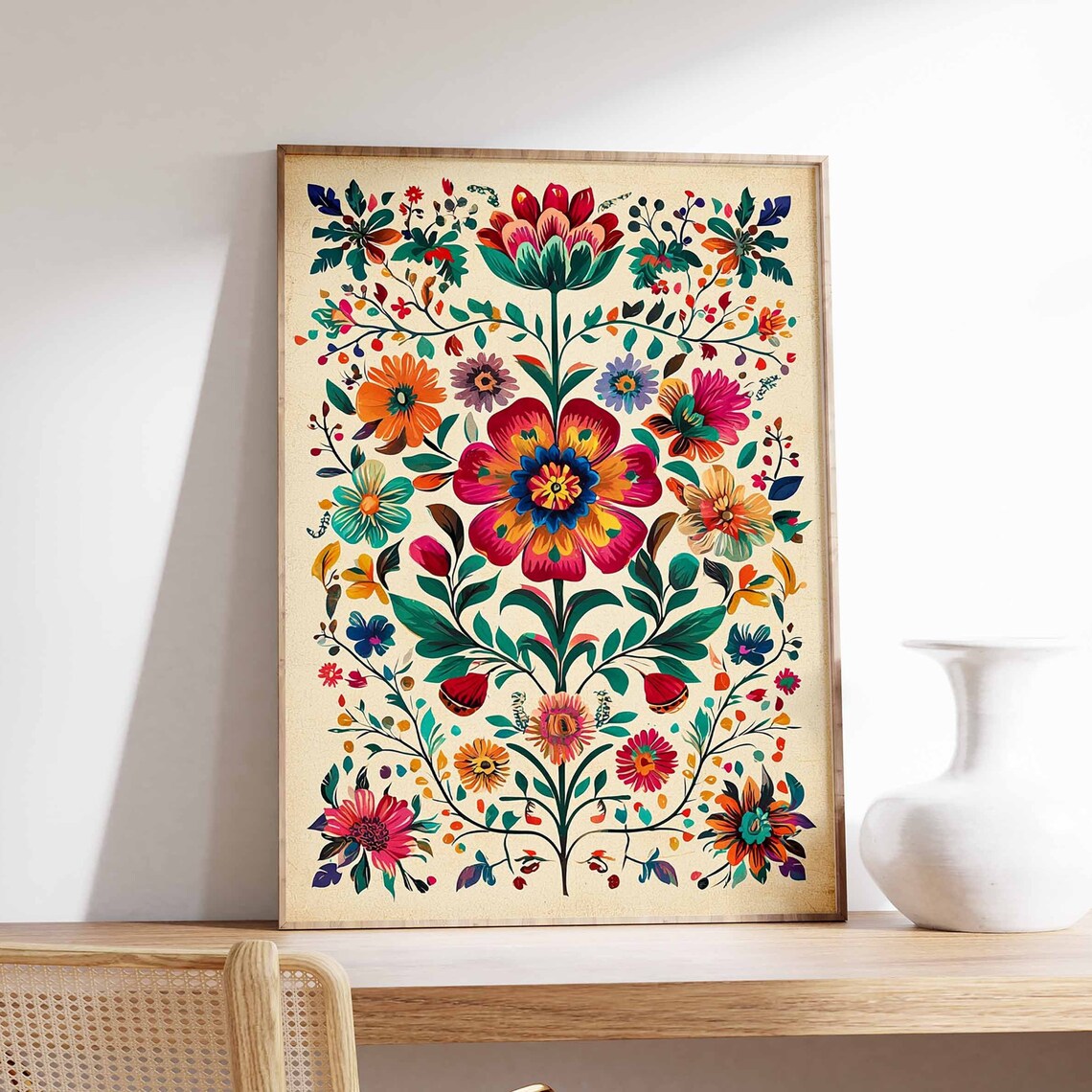 Vintage Mexican Floral Art Print, Latin Decor