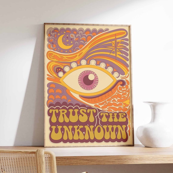Affirmation Poster 70s Poster Retro Wall Art Boho Wall Art Hippie Print Spiritual Poster Vintage Poster Psychedelic Decor Groovy Art