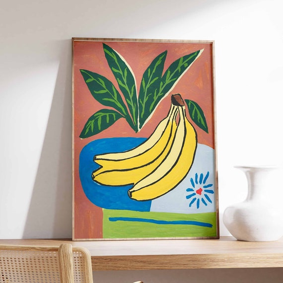 Dinner Table Food Print Banana Poster Retro Food Art Kitchen Poster Kitchen Decor Food Illustration Poster Food Poster Food Gift