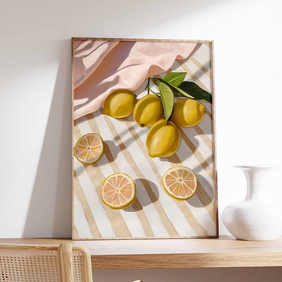 Fresh Lemon Citrus Fruit Still Life Sunny Mediterranean Kitchen Print