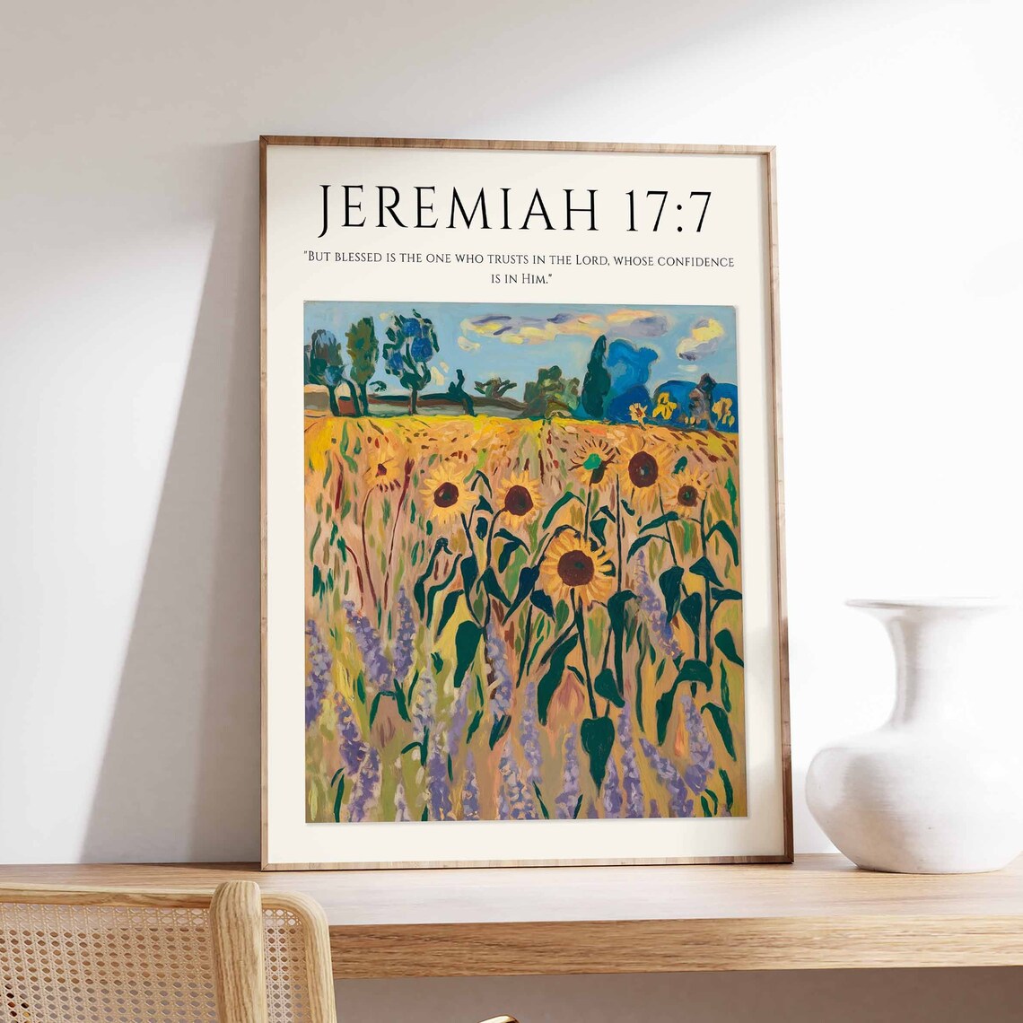 Bible Verse Poster, Monet-Inspired Floral Art Print