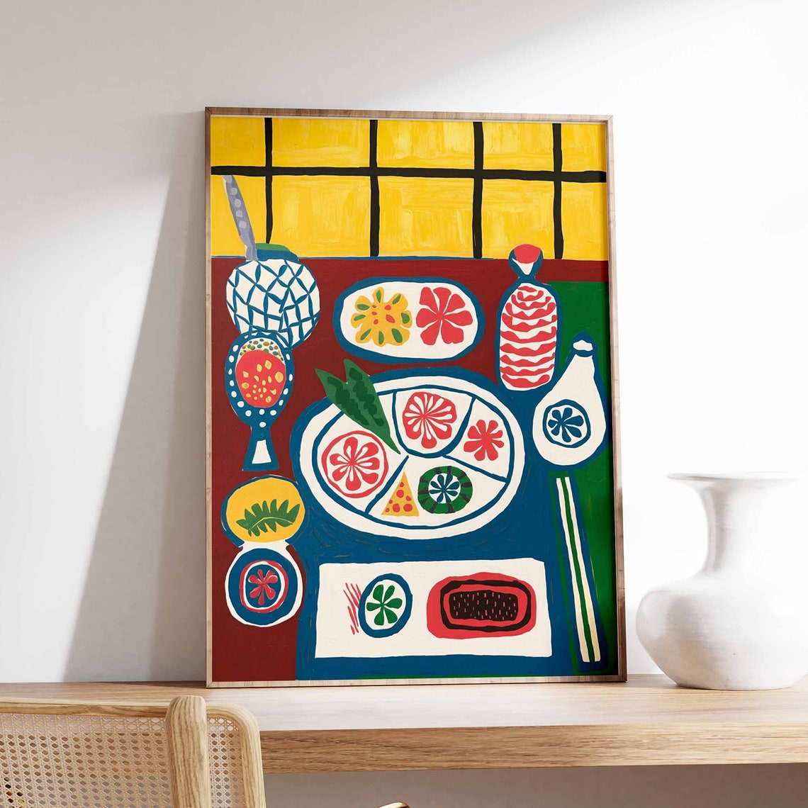 Japanese Sushi Dinner Table Illustration Oriental Style Art Poster