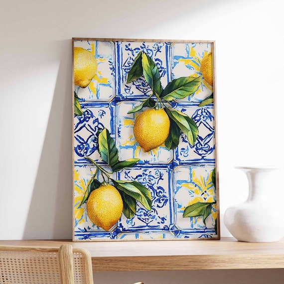 Lemons Poster Tropical Decor Lemon Print Kitchen Wall Art Boho Art Retro Food Art Kitchen Poster Kitchen Decor Food Poster Food Art