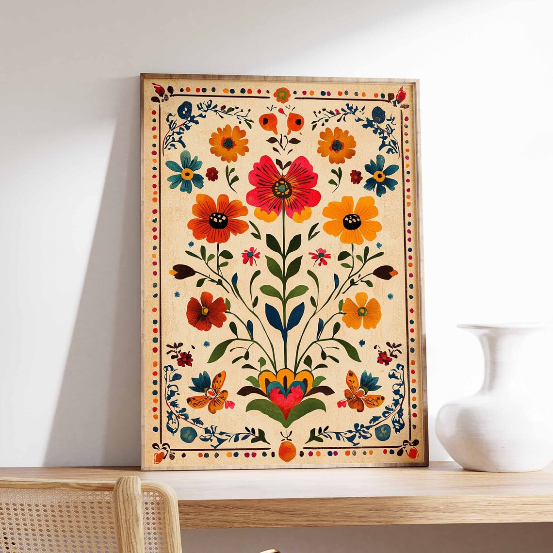 Vintage Mexican Floral Poster, Latin Botanical Art