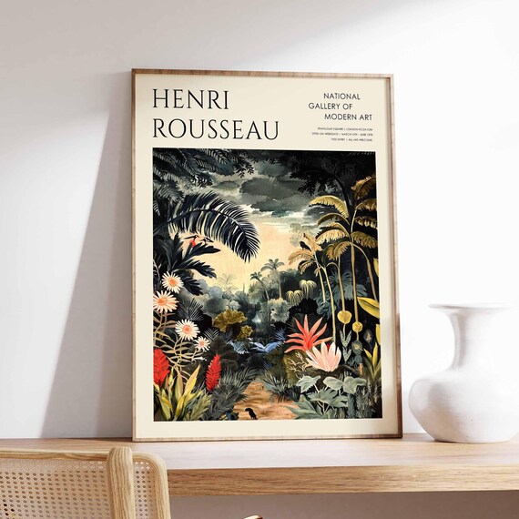 Henri Rousseau Vintage Poster Boho Print Tropical Decor Botanical Wall Art Floral Poster Animal Art Jungle Print Exotic Poster