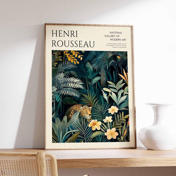Henri Rousseau Vintage Poster Boho Print Tropical Decor Botanical Wall Art Floral Poster Animal Art Jungle Print Exotic Poster