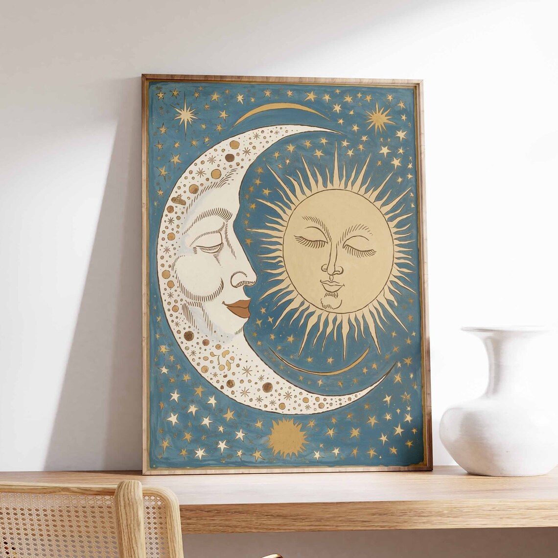 Sun And Moon Celestial Spiritual Decor Vintage Poster