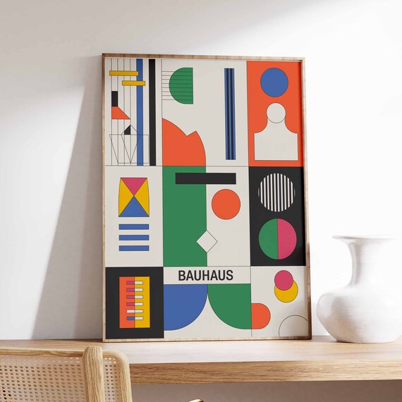 Bauhaus Poster Retro Bauhaus Print Modernist Wall Art Geometric Print Abstract Decor Mid Century Poster Modernist Art Minimalist Art
