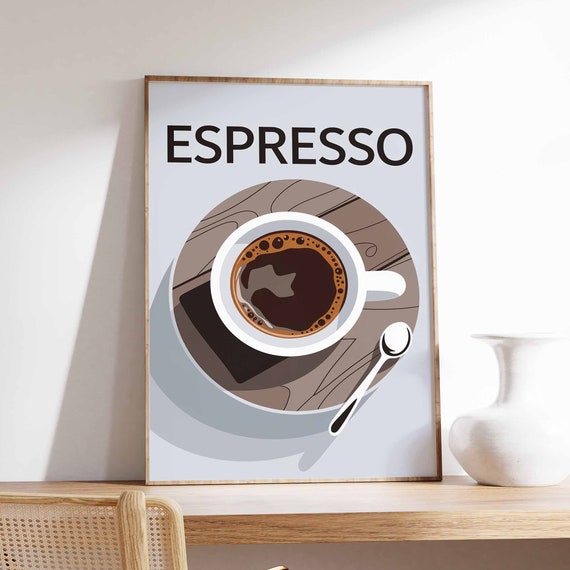 Espresso Poster Coffee Print Kitchen Decor Cafe Poster Retro Drinks Art Vintage Food Print Coffee Shop Decor