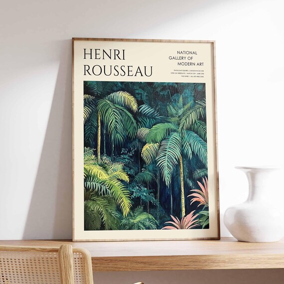 Henri Rousseau Vintage Poster Boho Print Tropical Decor Botanical Wall Art Floral Poster Animal Art Jungle Print Exotic Poster