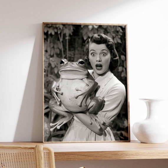Surreal Frog Poster Photographic Art Funny Poster Surrealist Print Retro Wall Art Retro Decor Trippy Poster Quirky Wall Art