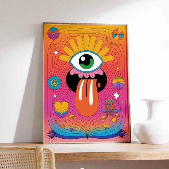 Affirmation Poster 70s Poster Retro Wall Art Boho Wall Art Hippie Print Spiritual Poster Vintage Poster Psychedelic Decor Groovy Art