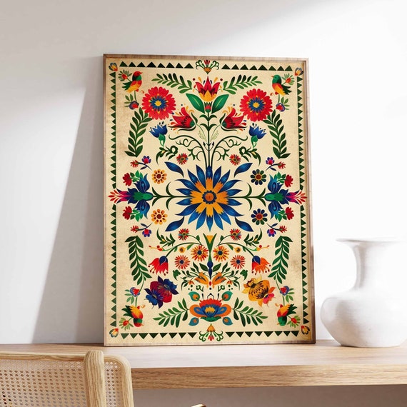 Vintage Mexican Floral Print, Latin Decor Art Print