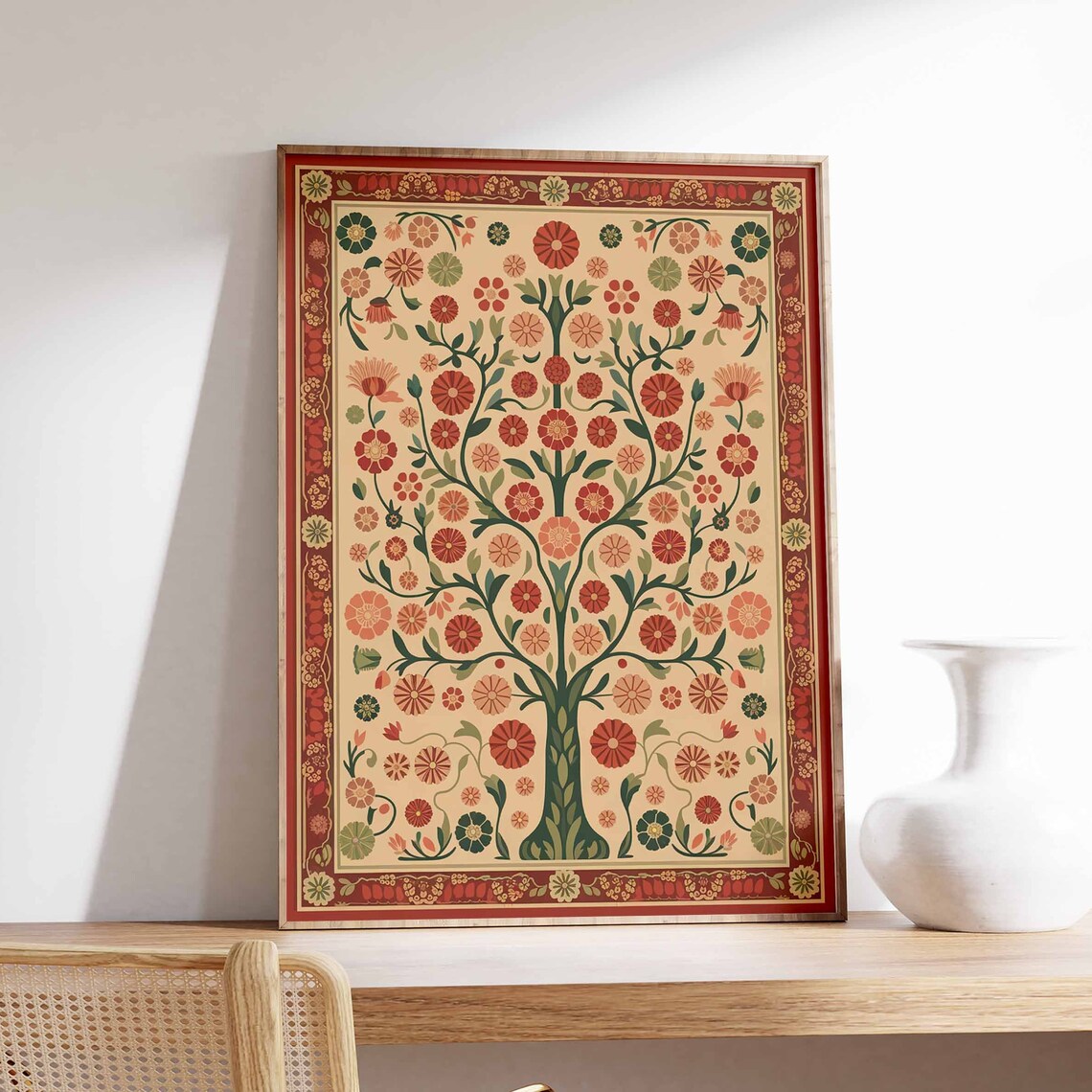 Indian Floral Print, Traditional Botanical Poster