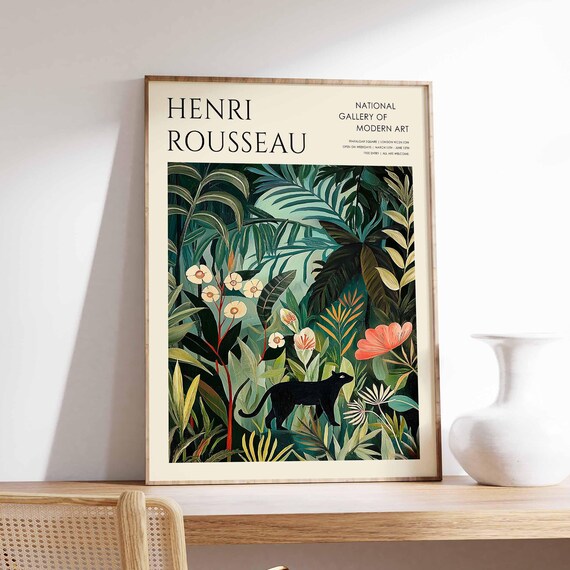 Henri Rousseau Vintage Poster Boho Print Tropical Decor Botanical Wall Art Floral Poster Animal Art Jungle Print Exotic Poster