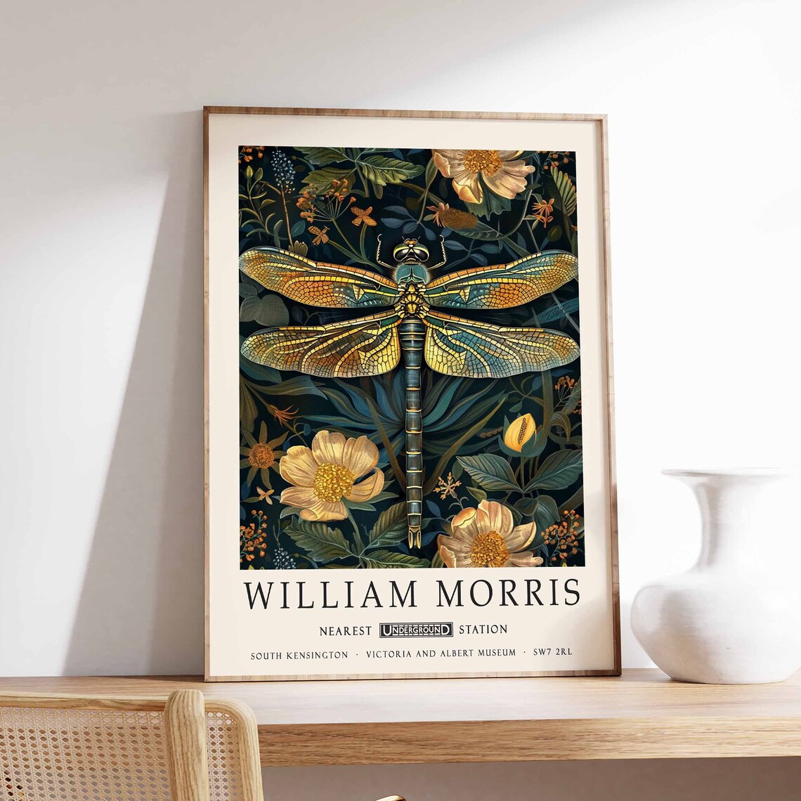 William Morris Dragonfly Botanical Art Print