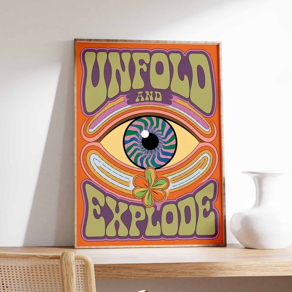 Affirmation Poster 70s Poster Retro Wall Art Boho Wall Art Hippie Print Spiritual Poster Vintage Poster Psychedelic Decor Groovy Art
