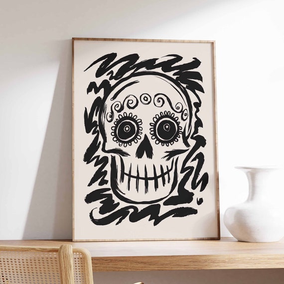 Vintage Skull Poster Mexican Skull Print Mexican Decor Gothic Art Dark Art Human Body Print Skull Art Mexican Wall Art Death Art
