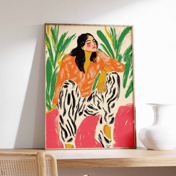 Retro Poster Woman Print 70s Poster Vintage Poster Psychedelic Art Trippy Art Boho Wall Art 70s Wall Print Trendy Poster