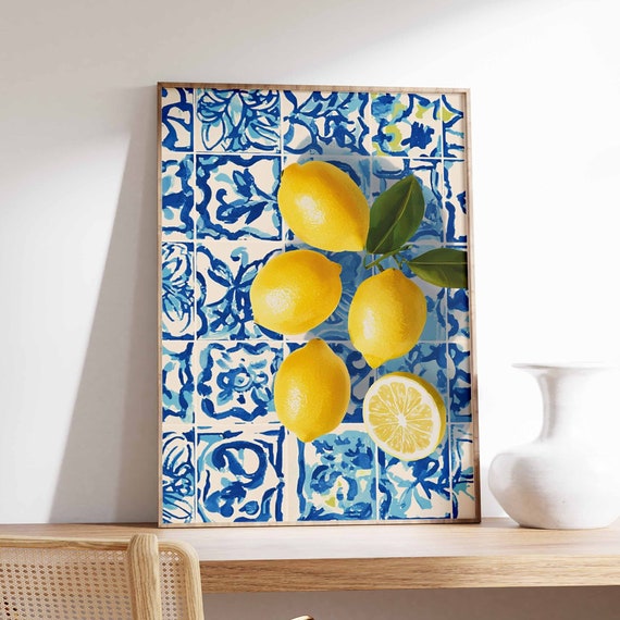 Lemons Poster Tropical Decor Lemon Print Kitchen Wall Art Boho Art Retro Food Art Kitchen Poster Kitchen Decor Food Poster Food Art