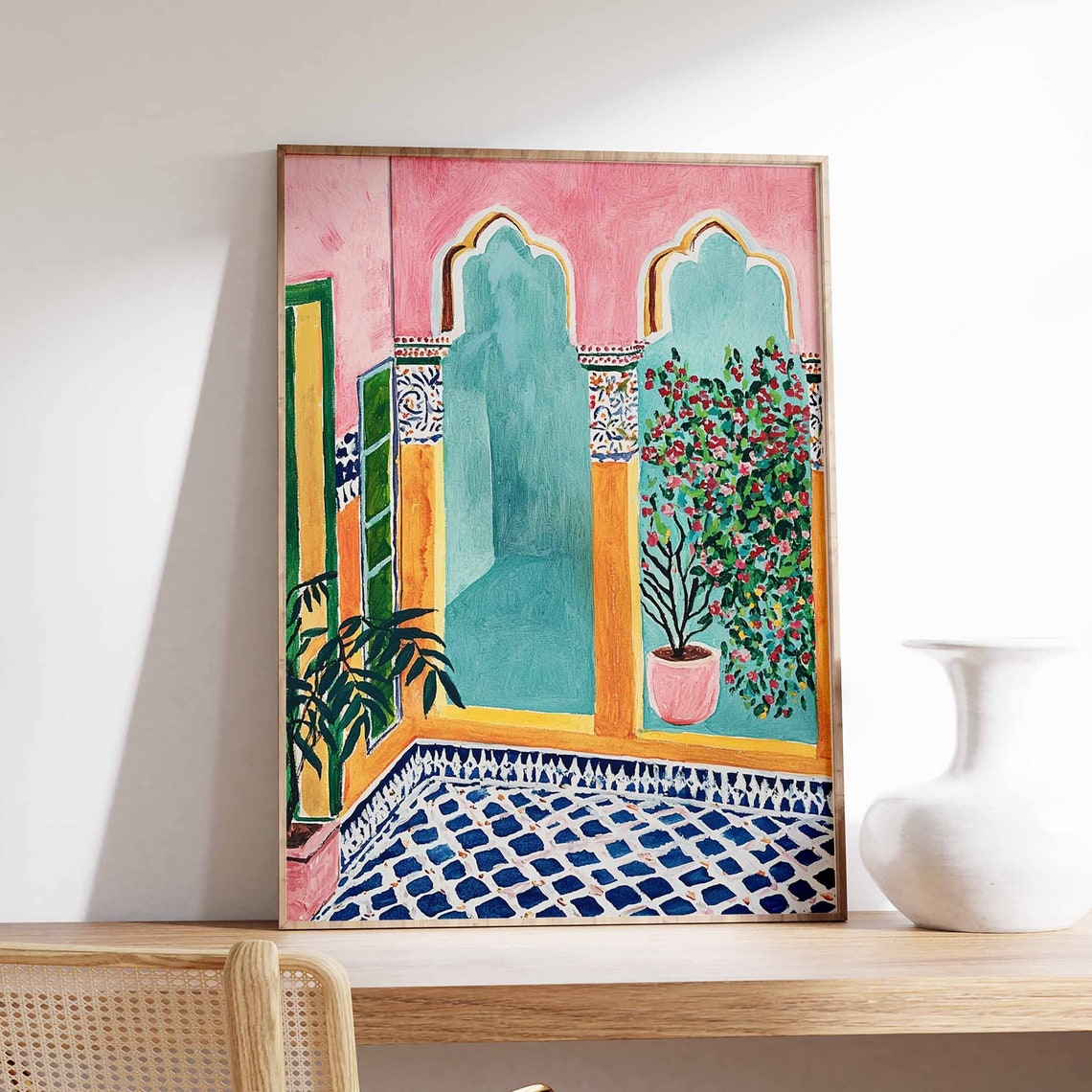 Colorful Moroccan Interior With Arches Bold Painterly Art Poster