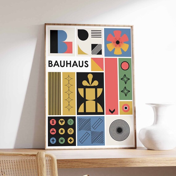 Bauhaus Poster Retro Bauhaus Print Modernist Wall Art Geometric Print Abstract Decor Mid Century Poster Modernist Art Minimalist Art