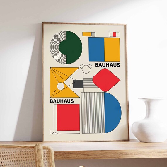 Bauhaus Poster Retro Bauhaus Print Modernist Wall Art Geometric Print Abstract Decor Mid Century Poster Modernist Art Minimalist Art